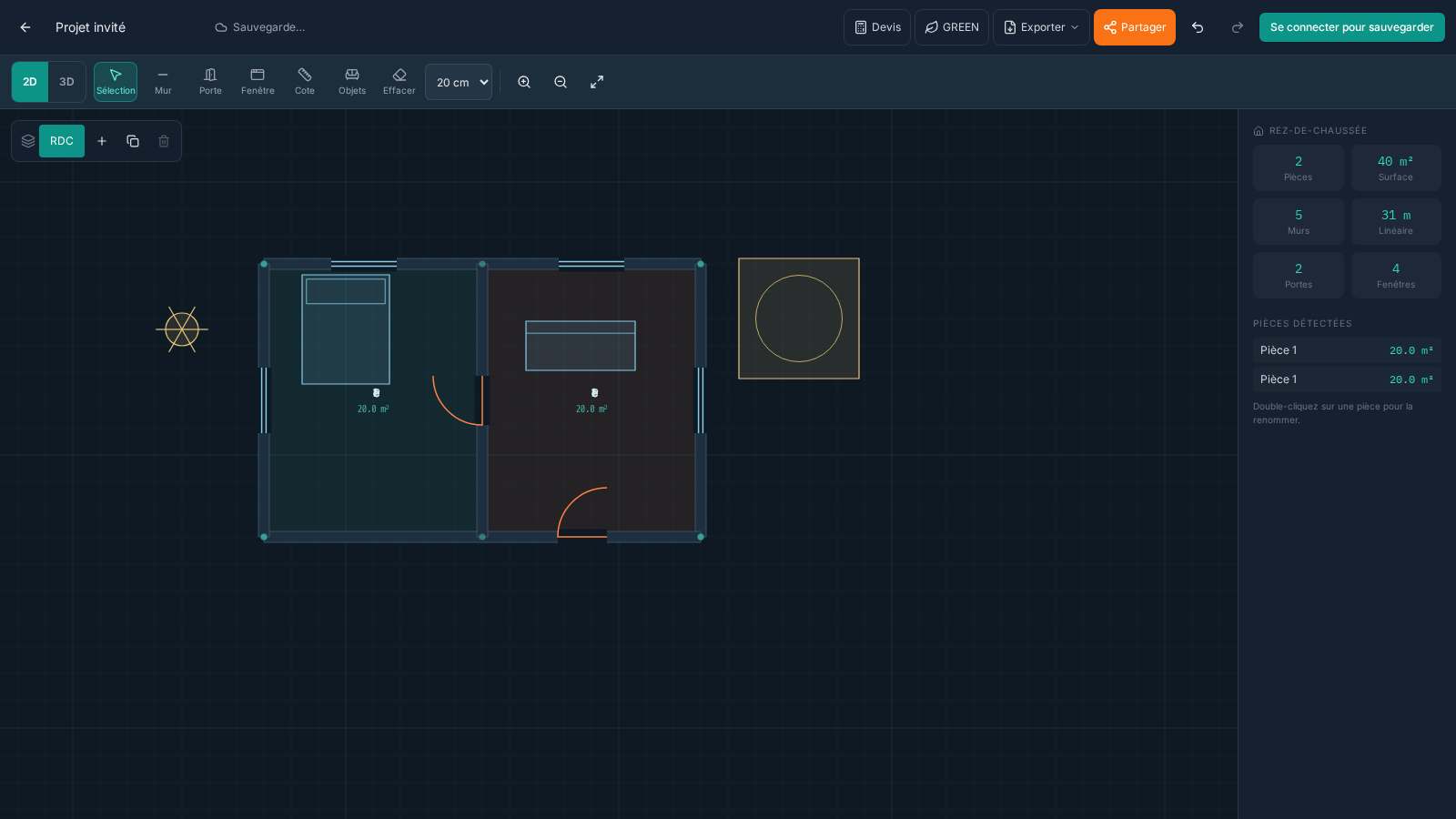 FUNDI 2D plan editor on mobile