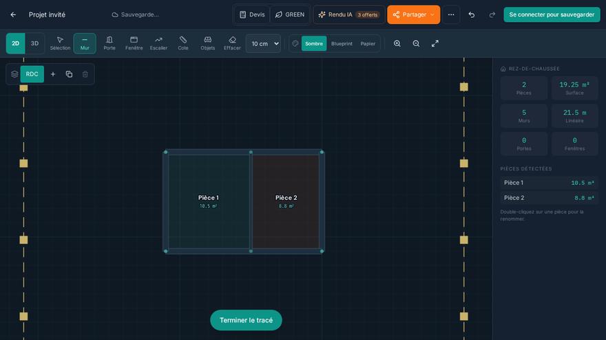 FUNDI screenshot — Draw the walls