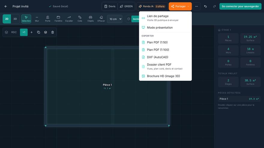 FUNDI screenshot — Share and export